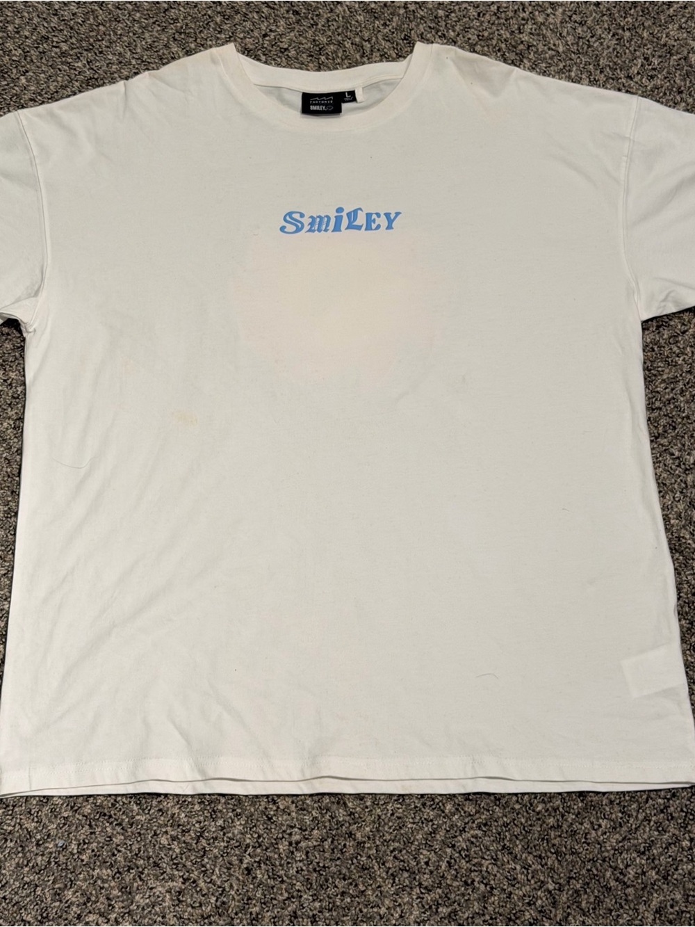 Smiley Graphic White Men's T-Shirt - Blue Logo